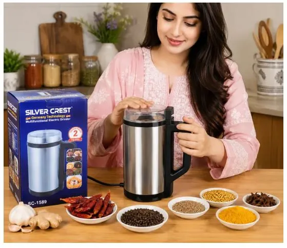Silver Crest Electric Grinder Stainless Steel Mini Blender Spice Coffee Grinder for